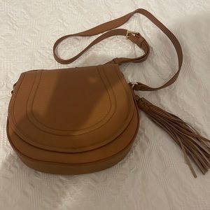 Gigi New York camel color cross body handbag